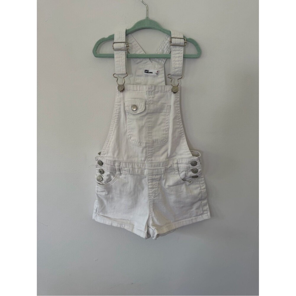 Epic Threads White Short Denim Kids Overalls